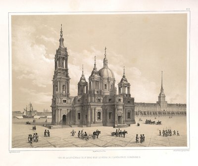 Pohled na katedrálu svatého Izáka v době Kateřiny II Od: Stavba katedrály svatého Izáka, 1845 od Auguste de Montferrand