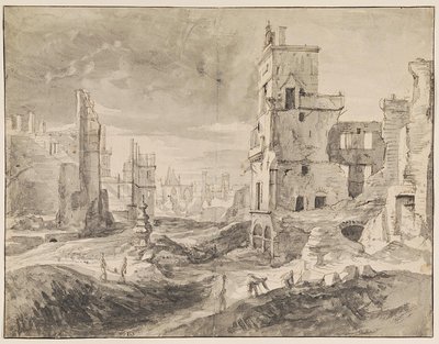 Brusel po bombardování v roce 1695 od Augustin Coppens