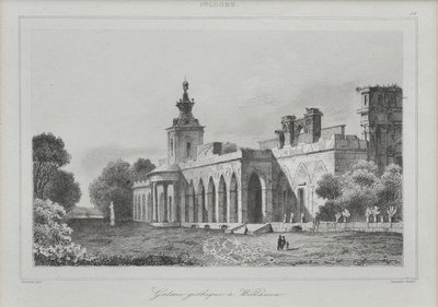Pohled na gotickou galerii v paláci Wilanów, 1840 od Augustin François Lemaiand#770tre