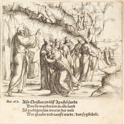Kristus nařizuje apoštolům jejich poslání, 1548. od Augustin Hirschvogel