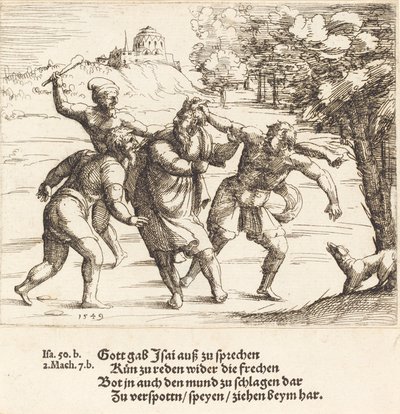 Izajáš přijímá výsměch kvůli své víře, 1549. od Augustin Hirschvogel