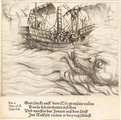 Jonáš ve velrybě. od Augustin Hirschvogel