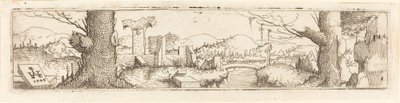 Krajina s potokem a ruinami, 1545. od Augustin Hirschvogel