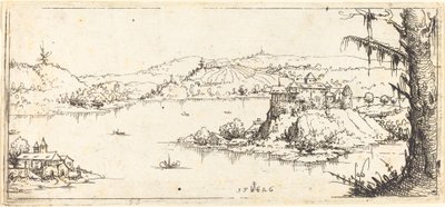 Krajina s velkým jezerem v centru, 1546. od Augustin Hirschvogel