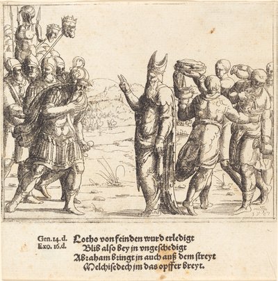 Melchizedek s chlebem a vínem, 1547. od Augustin Hirschvogel