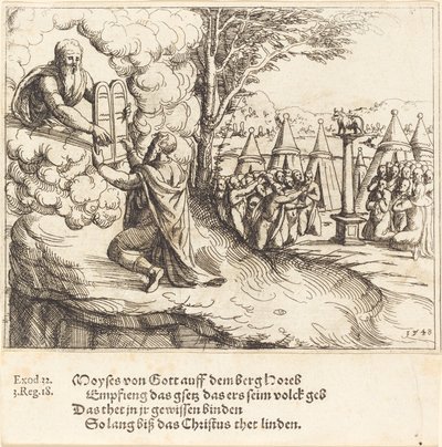 Mojžíš přijímá tabulky, 1548. od Augustin Hirschvogel