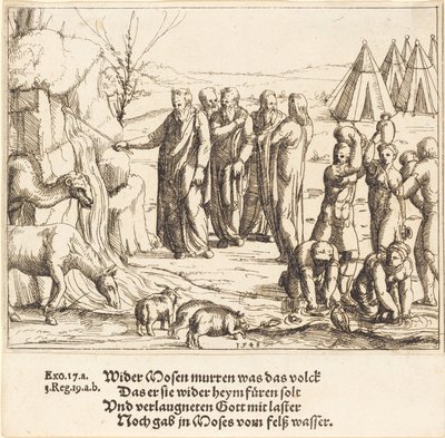 Mojžíš udeřil do skály od Augustin Hirschvogel