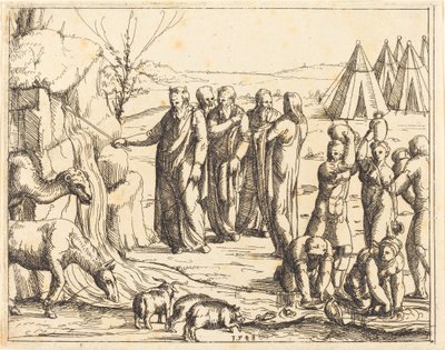 Mojžíš udeřil do skály od Augustin Hirschvogel