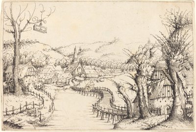 Říční krajina s dřevěným mostem, 1546. od Augustin Hirschvogel