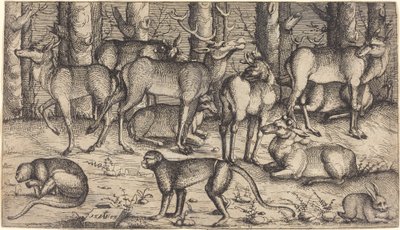 Jeleni v lese, 1545. od Augustin Hirschvogel