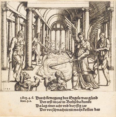 Anděl agitující bazén Bethesdy, 1548. od Augustin Hirschvogel