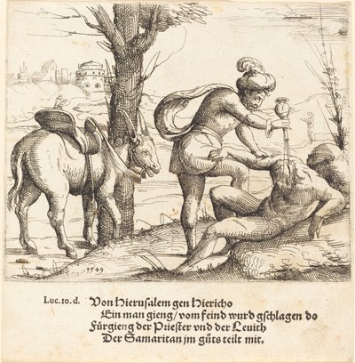 Podobenství o milosrdném Samaritánovi, 1549. od Augustin Hirschvogel