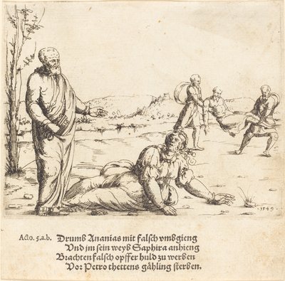 Trest Ananiáše a Safiry od Augustin Hirschvogel