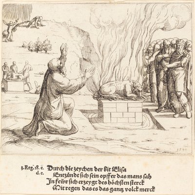 Soupeřící oběti Eliáše a Baalových kněží, 1548. od Augustin Hirschvogel