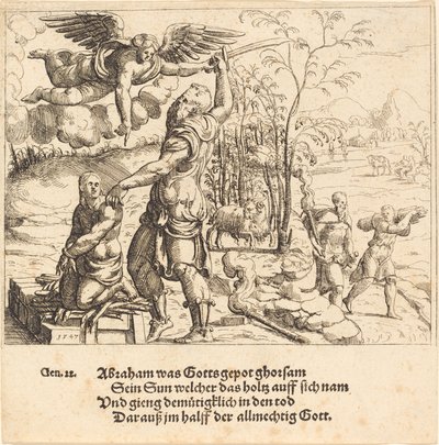 Obětování Izáka, 1547. od Augustin Hirschvogel