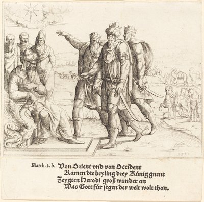 Tři králové říkají Herodovi o Kristově narození, 1549. od Augustin Hirschvogel