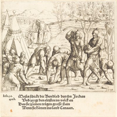 Dvanáct kamenů a vody Jordánu jsou rozděleny, 1548. od Augustin Hirschvogel
