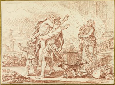 Aeneas prchající s Anchises z Troy od Augustin Pajou