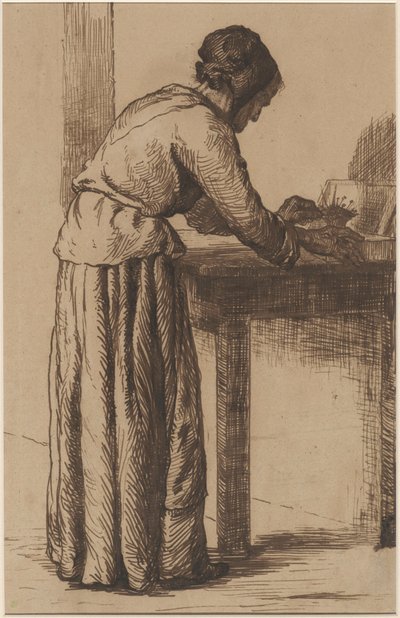 Stará žena pracující od Augustin Théodule Ribot
