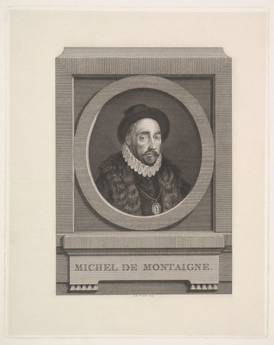 Portrét Michela de Montaigne od Augustin de Saint-Aubin