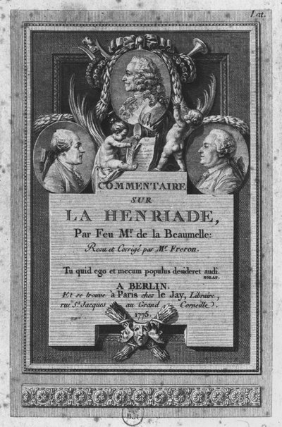Frontispis komentáře de la Beaumelle k 