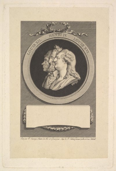 Portrét Ludvíka XVI., Jindřicha IV. a Ludvíka XII., 1791. od Augustin de Saint Aubin