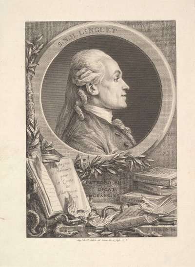 Portrét Simon-Nicolas-Henri Linguet, 1773 od Augustin de Saint Aubin