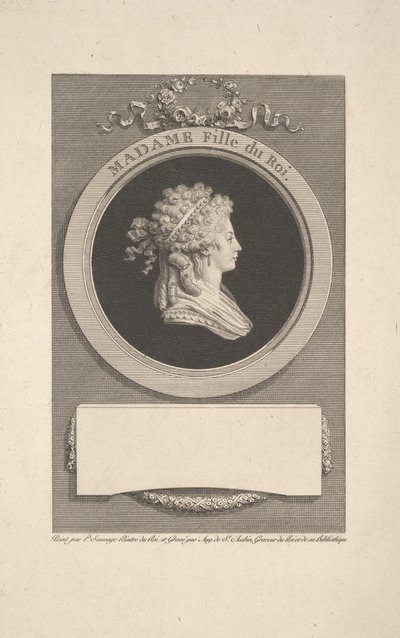 Portrét Její královské Výsosti Madame, vévodkyně z Angoulême, dcery Ludvíka XVI. a Mar..., 1791. od Augustin de Saint Aubin