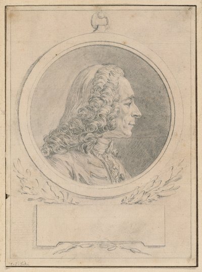 Porträt von Voltaire, nach seiner Büste von Jean-Baptiste Lemoyne II von Augustin de Saint-Aubin