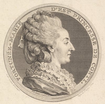 Tisk portrétní medaile Fortunée-Marie dEst, princezny z Conti, 1781. od Augustin de Saint Aubin