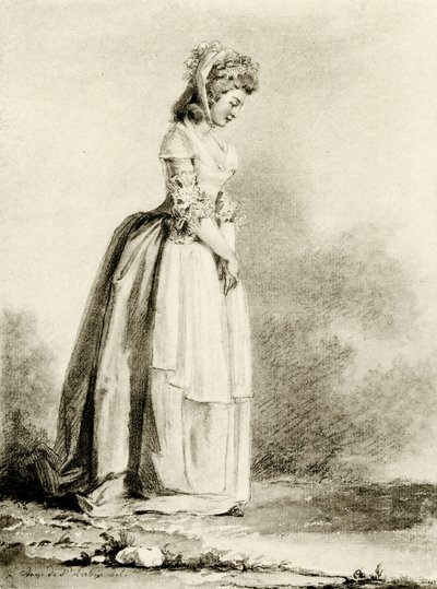 Studie mladé dámy od Augustin de Saint Aubin