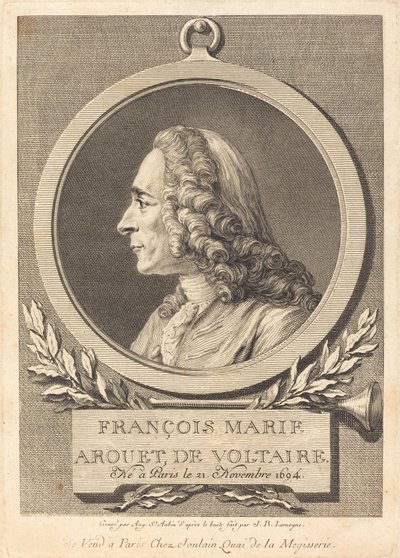 Francois Marie Arouet od Voltaira od Augustin de Saint Aubin after Jean Baptiste Lemoyne II