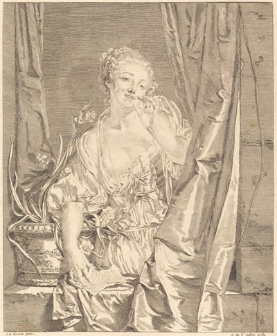 Polibek odeslán od Augustin de Saint Aubin after Jean Baptiste Greuze