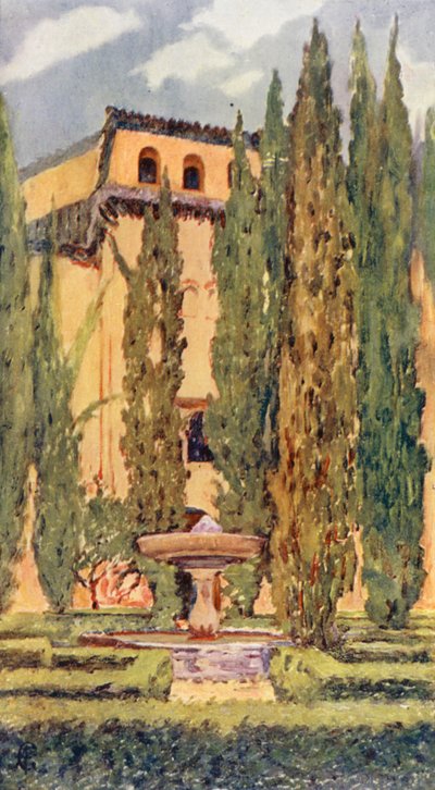 Lindaraxův dvůr, Alhambra (barevná litografie) od Augustine Fitzgerald