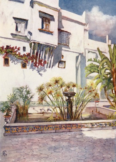 Nádvoří Bardo, Alžír (barevná litografie) od Augustine Fitzgerald