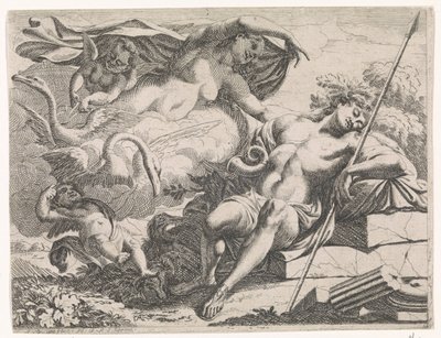 Venuše pozoruje spícího Adonise od Augustinus Terwesten (I)