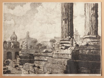 Řím, Augustovo fórum (lept na papíře) od Augusto Baracchi