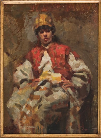 Ženská postava (olej na papíře) od Augusto Valli