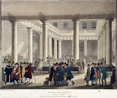 Corn Exchange, Londýn, 1808 od Augustus Charles Pugin, Thomas Rowlandson