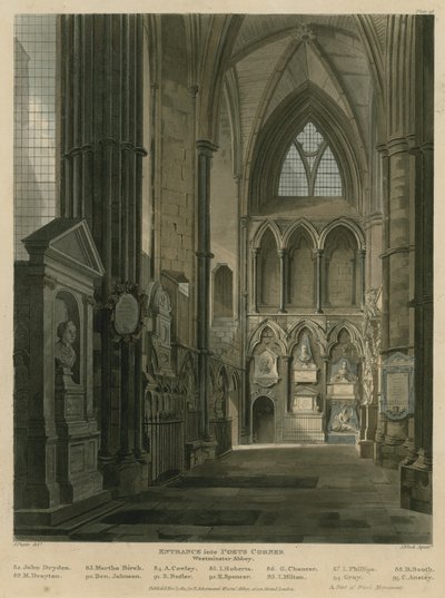 Vstup do Poets Corner, Westminster Abbey, Londýn od Augustus Charles Pugin