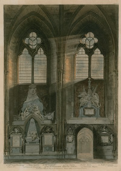 Čtvrté a páté okno, South Aisle, Westminster Abbey, Londýn od Augustus Charles Pugin