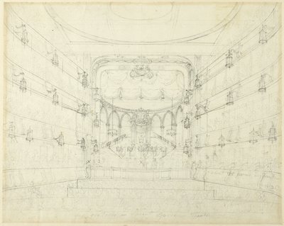 Studie k oratoriu - divadlo Covent Garden, z knihy Mikrokosmos Londýna od Augustus Charles Pugin