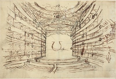Studium pro Opera House, z Microcosm of London od Augustus Charles Pugin