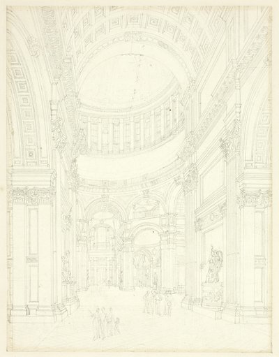 Studie pro katedrálu svatého Pavla, z knihy Mikrokosmos Londýna od Augustus Charles Pugin