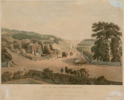 Pohled na Highgate Archway od Augustus Charles Pugin