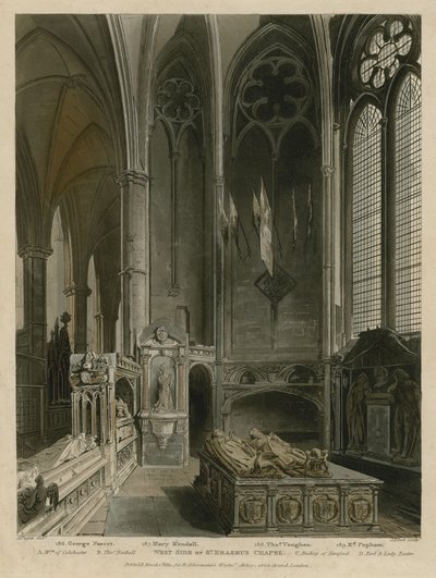 Západní strana kaple svatého Erasma, Westminsterské opatství, Londýn od Augustus Charles Pugin