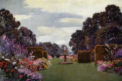 Herbaceous Borders ve Welbecku (barva lito) od Augustus Charles Wyatt