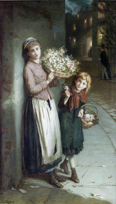 Květinové dívky - letní noc od Augustus Edwin Mulready