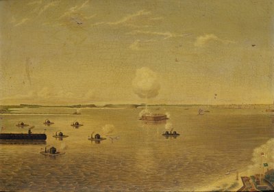 Assault on Fort Sumter, 7. dubna 1863, kolem roku 1863 (olej na plátně) od Augustus Grinevald