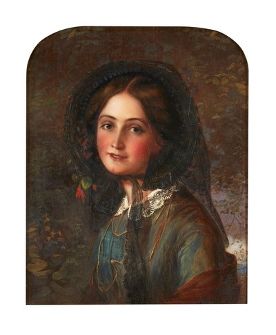 The Lace Bonnet (olej na palubě) od Augustus Leopold (manner of) Egg